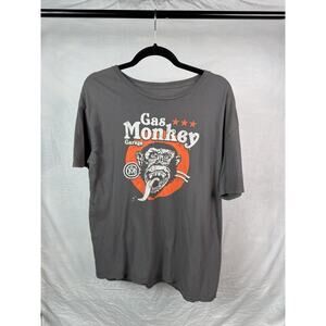 Gas Monkey Garage T-Shirt XL Gray Graphic Tee Monkey Logo Short Sleeve Cotton